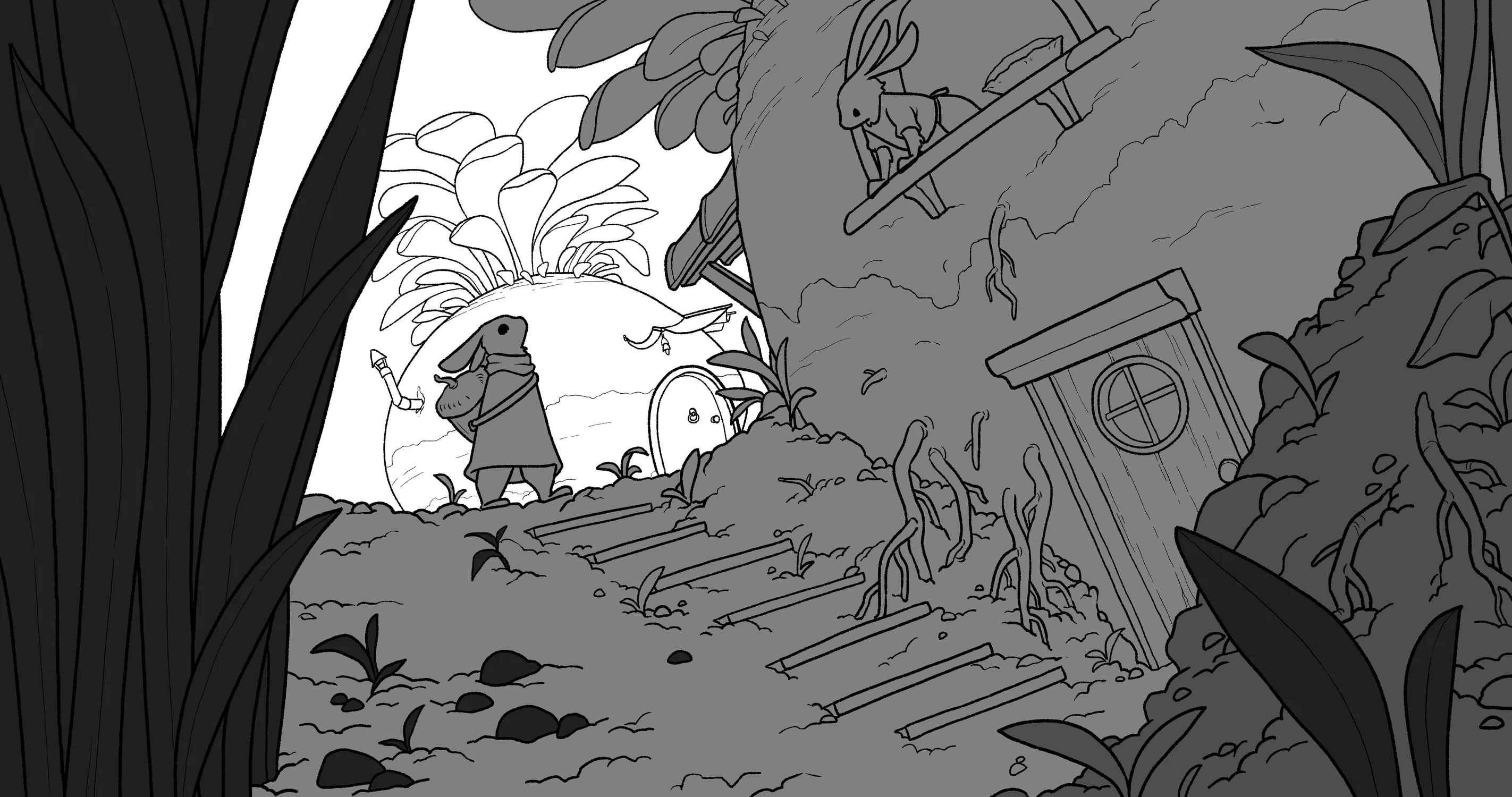 Bunnies in a turnip village.