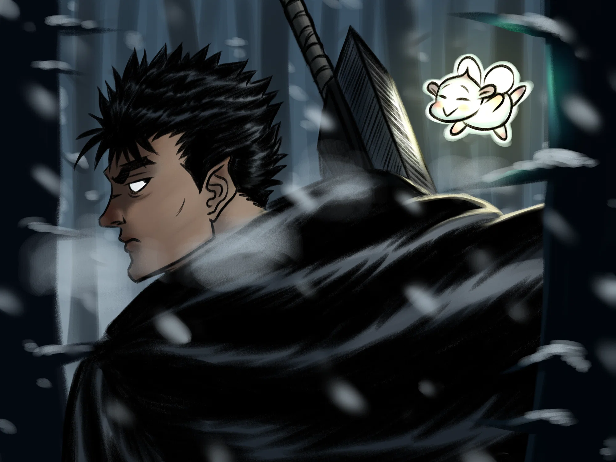 Illustration of Guts from Berserk