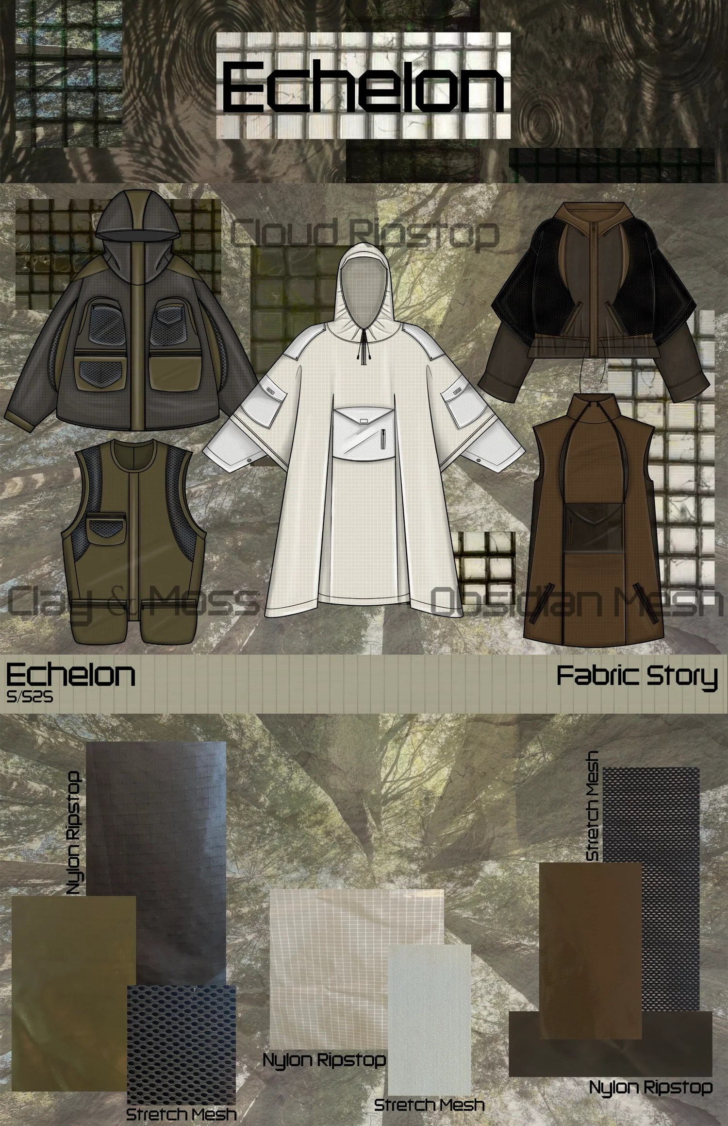 “Echelon”—spring/summer mini collection; adding flair and ingenuity to weather-proof garments.