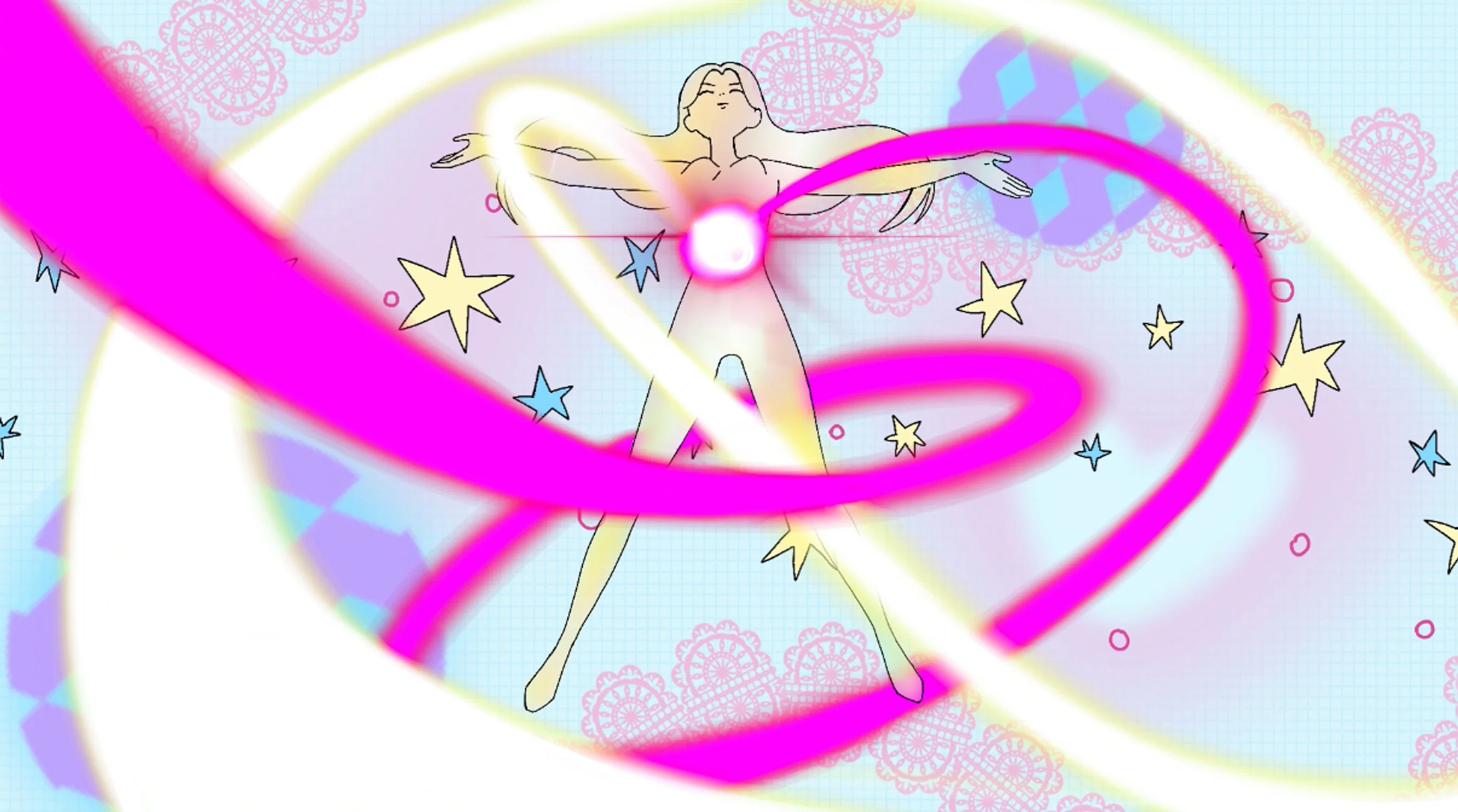 Transformation shot from my Animation clip, with effect and background animation