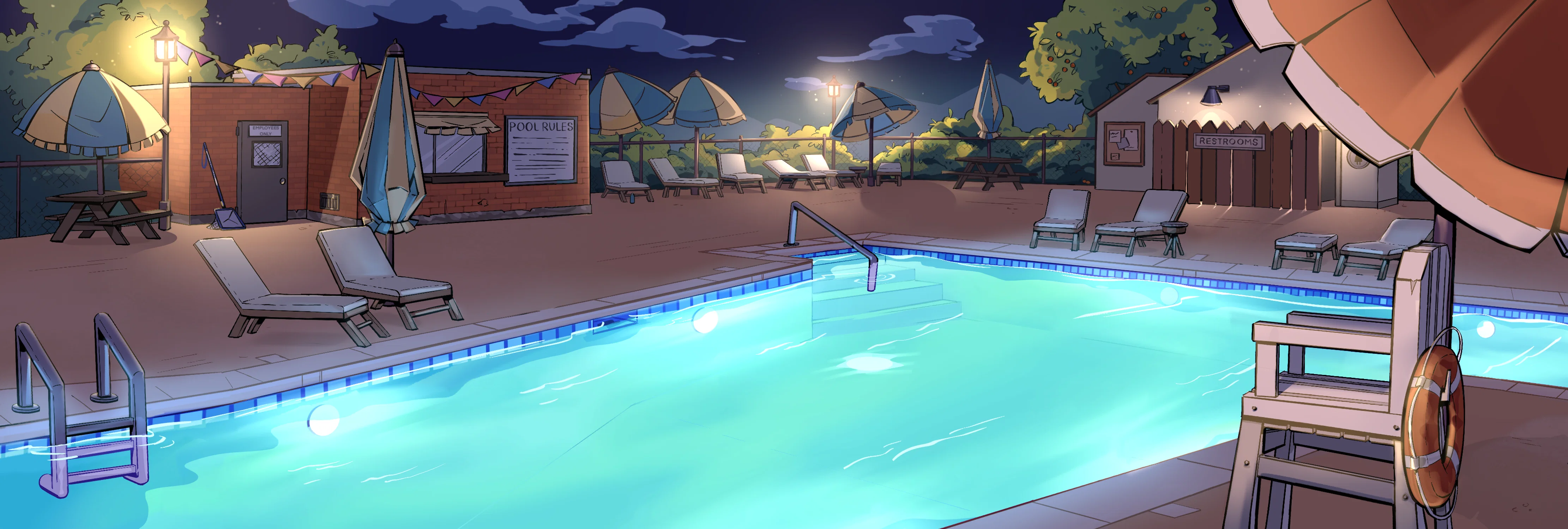 a pool at night
