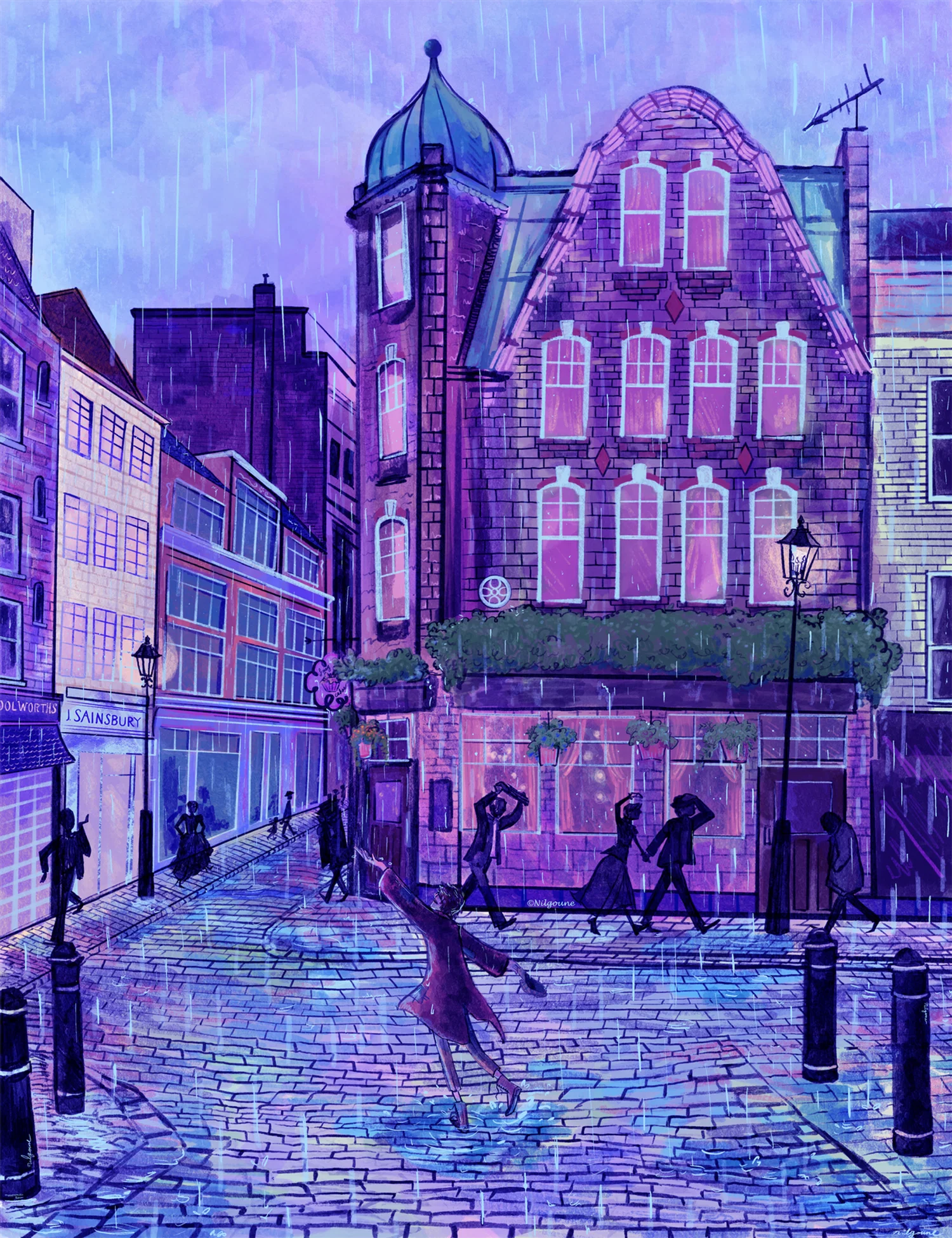 This is how I view rainy weather, I am living vicariously through my character’s joy for the rain.