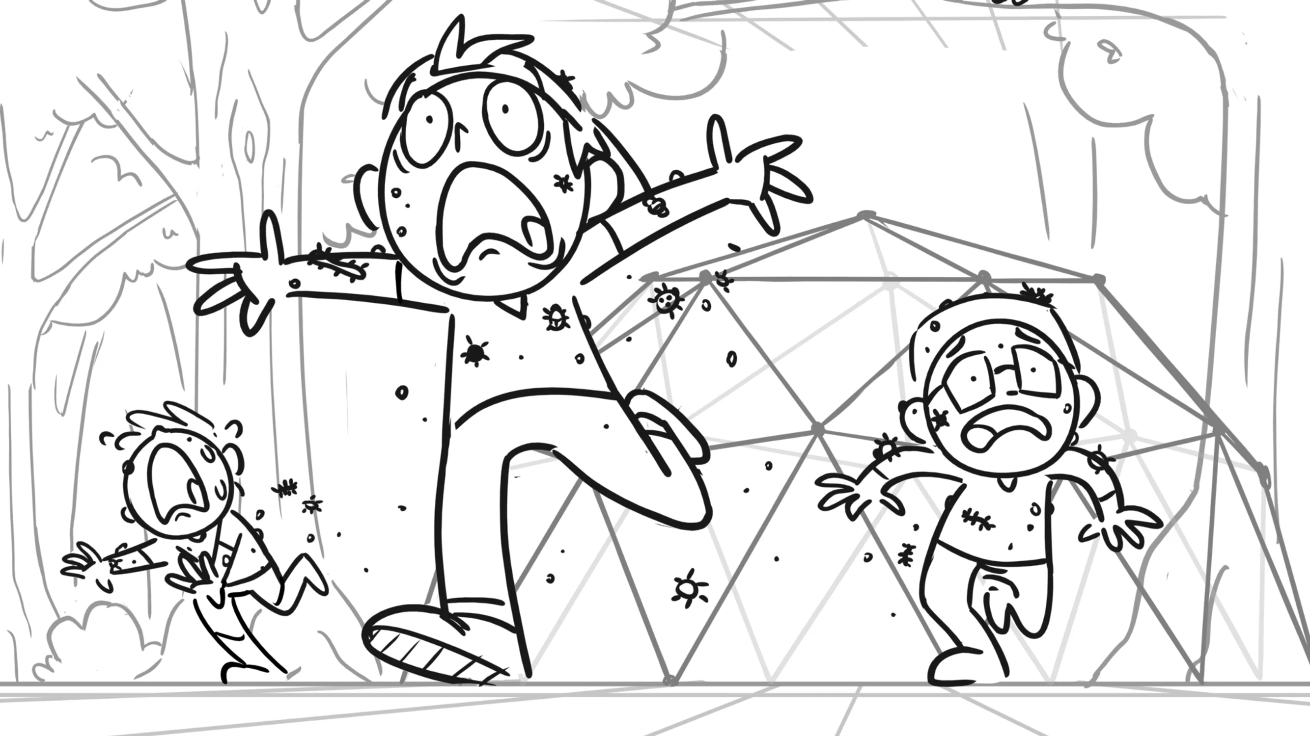 Panel from my storyboard "Bug Kids".