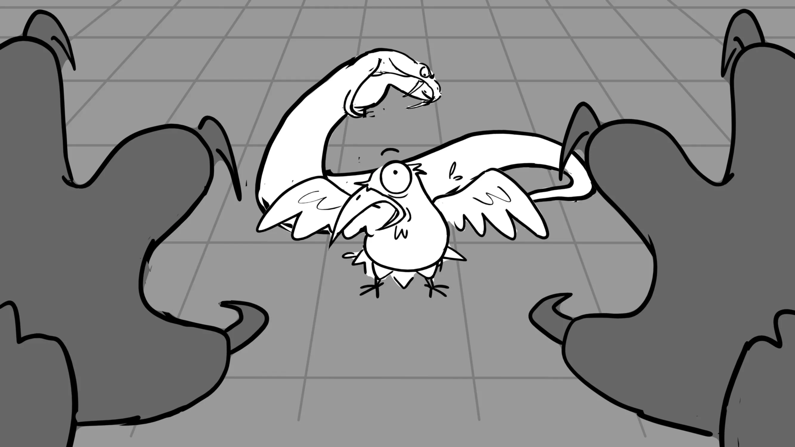 Panel from my storyboard "Owl & Crow".