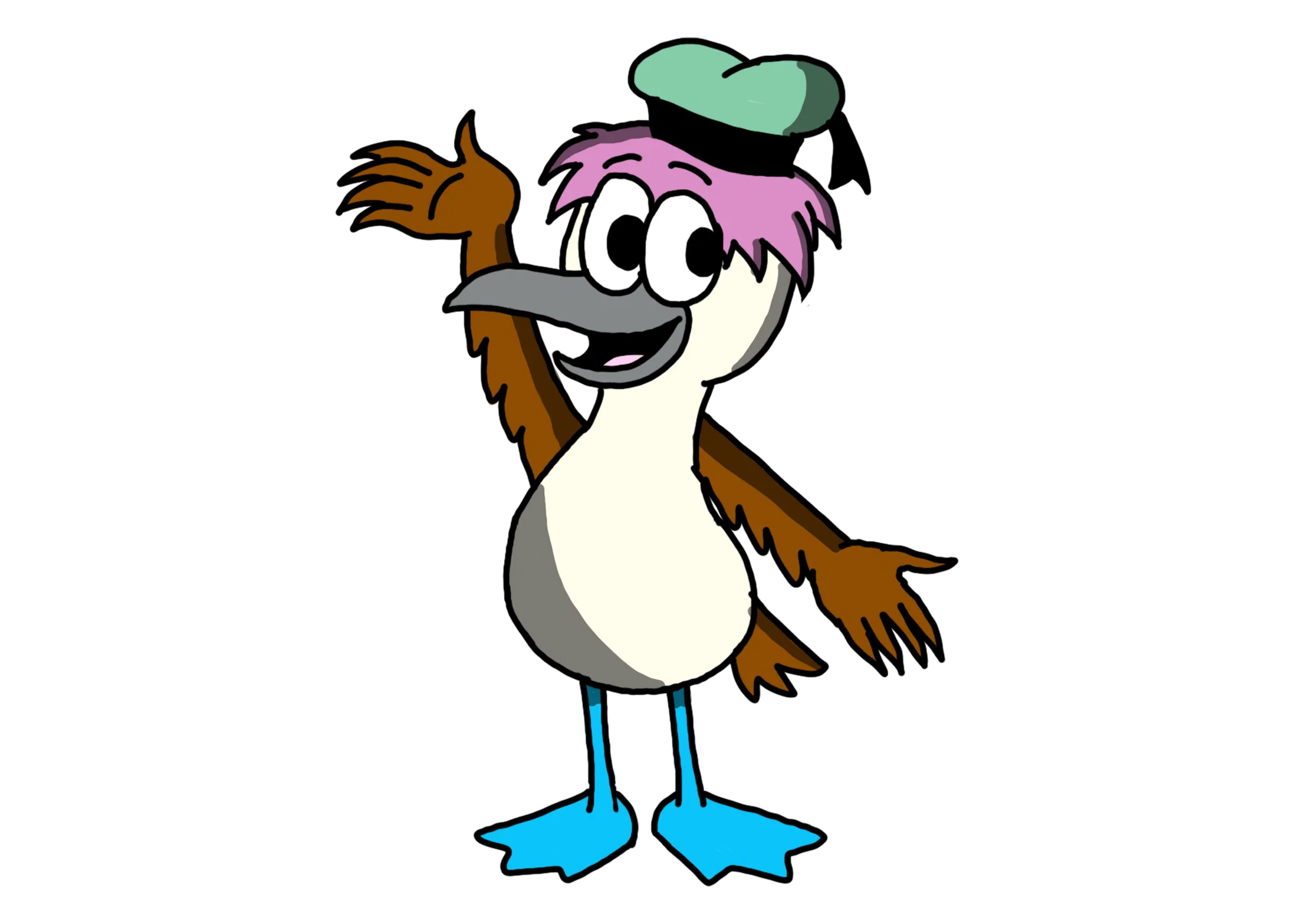Bobby the blue-footed booby is optimistic and adventurous