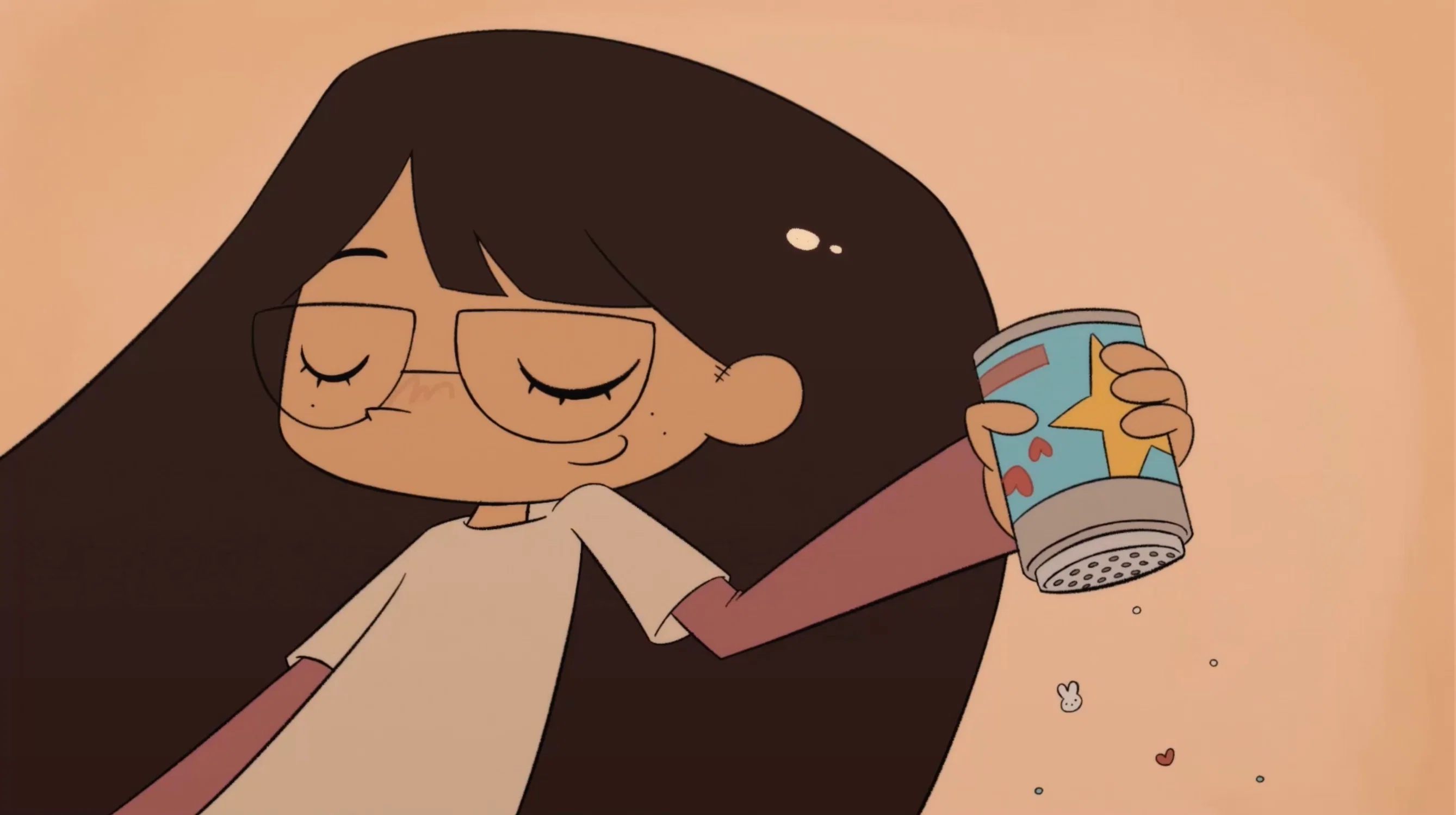 another shot from my senior show invite animation of my character shaking a sprinkle can