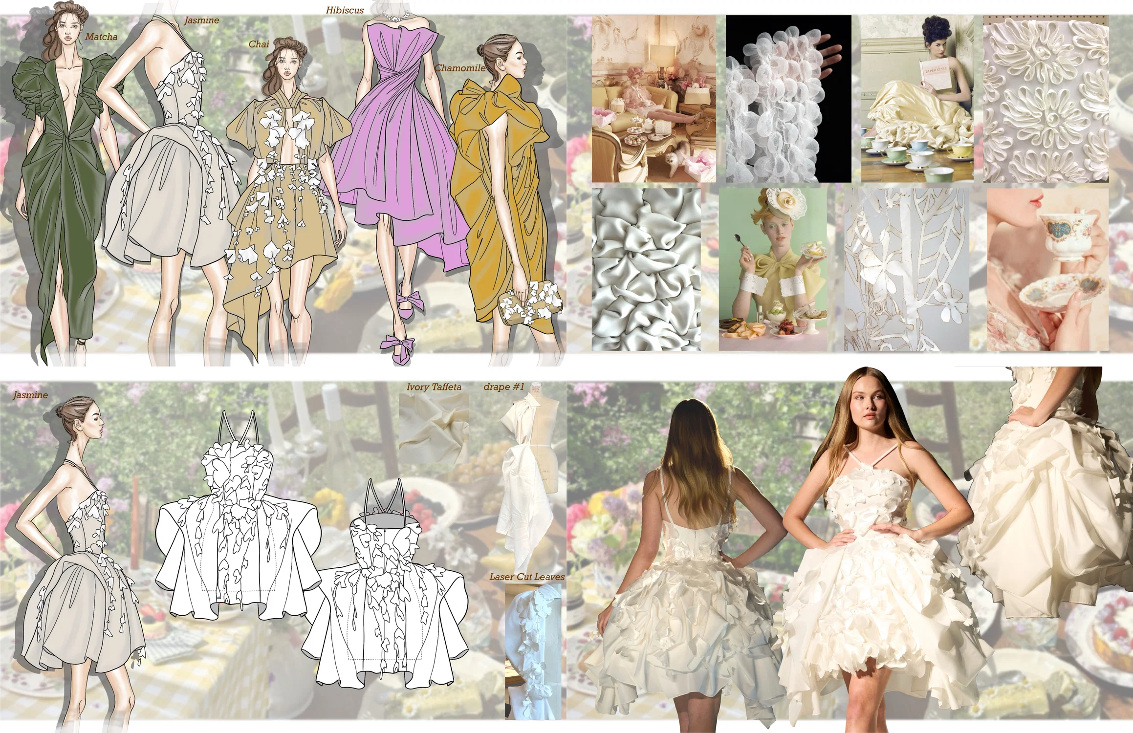 Evening wear collection inspired by English afternoon tea