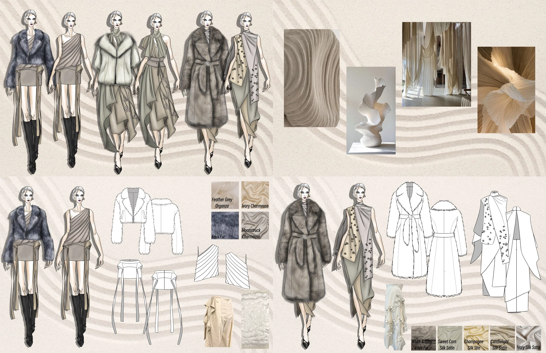 Womens RTW collection exploring the quiet strength of organic silhouettes and natural draping