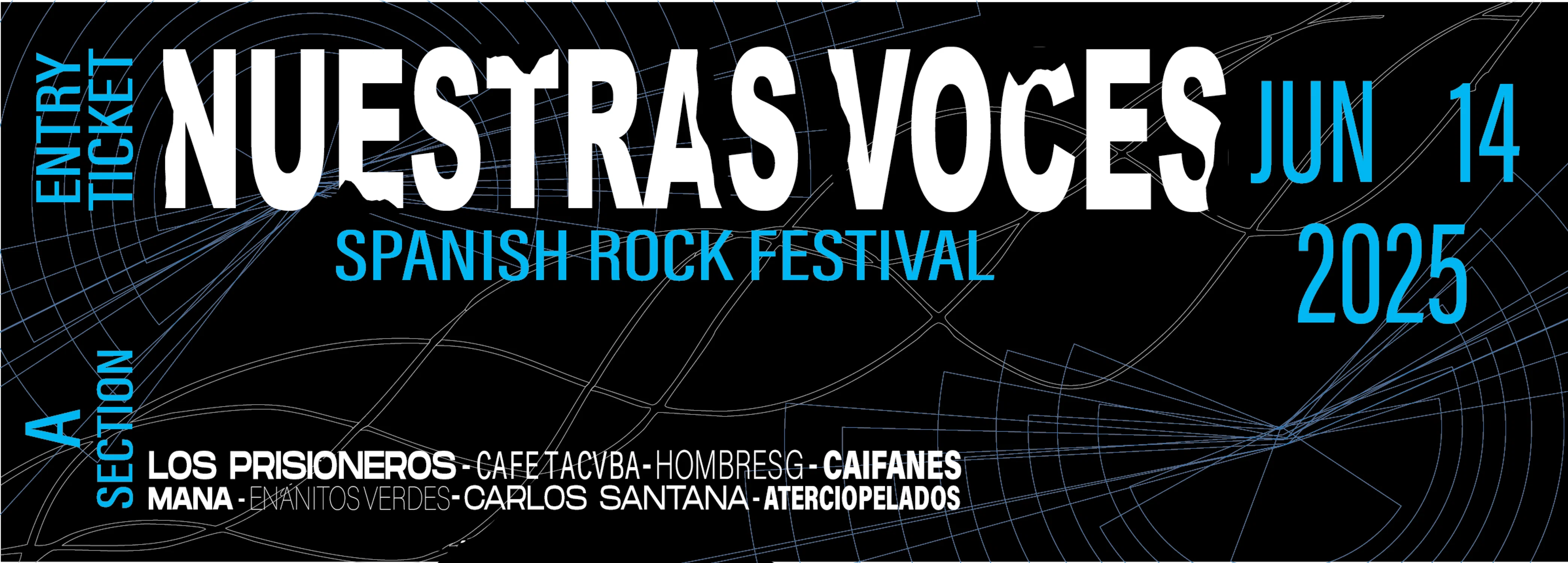 entry ticket design for a Spanish rock music festival