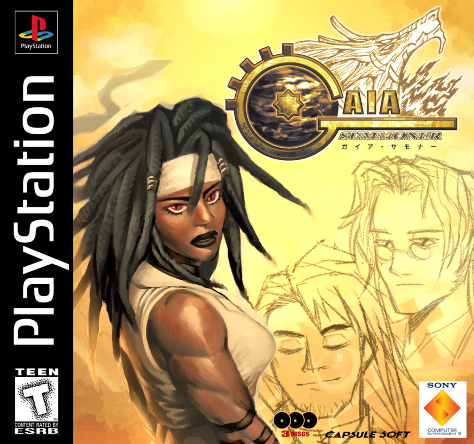 A mock Playstation game cover for "Gaia Summoner"  a personal project I conceptualized in my Junior year at Otis.