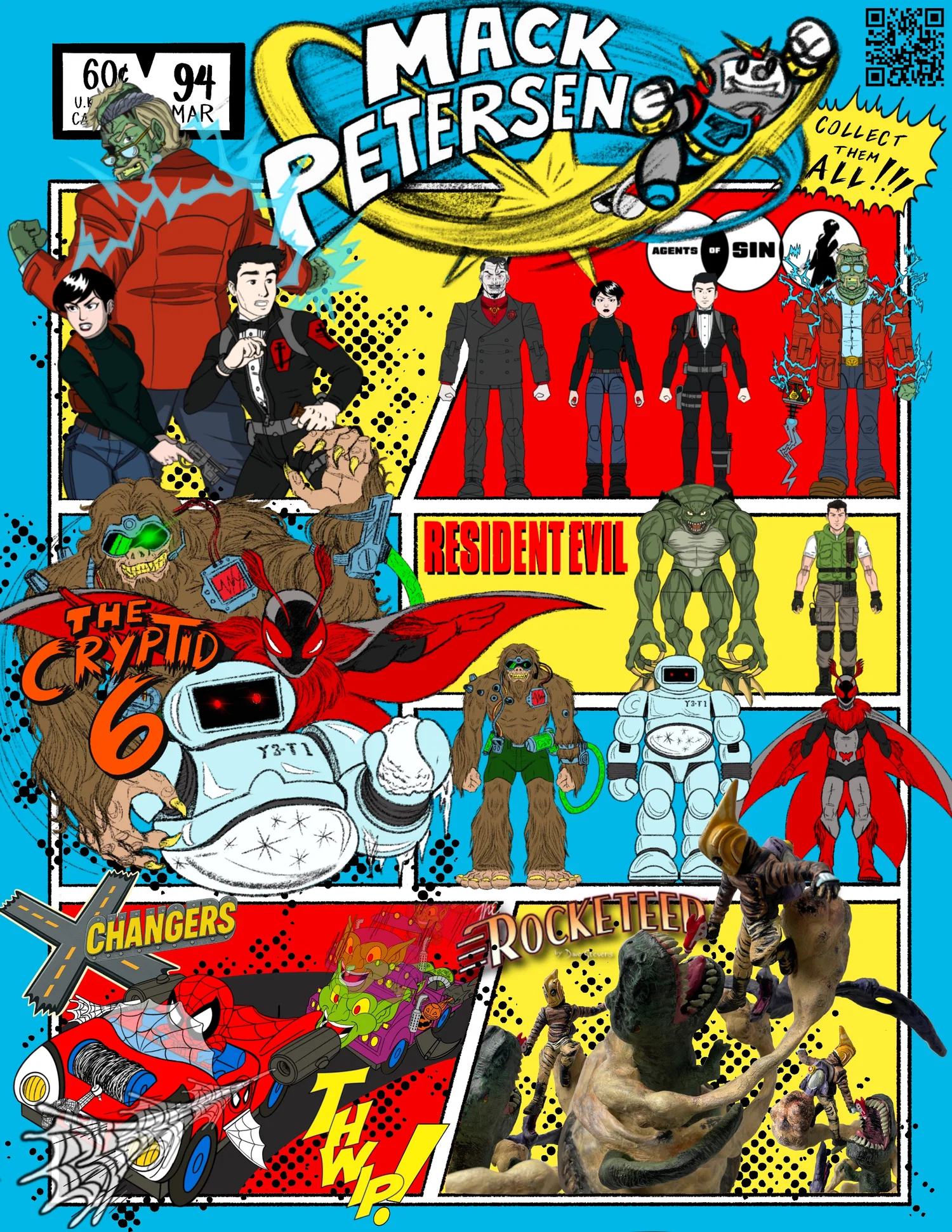 Promo sheet of various character designs.