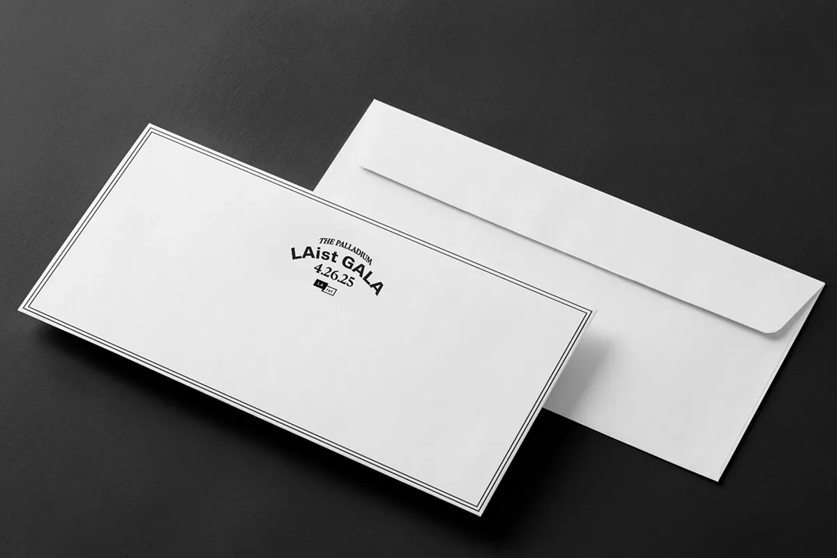 Envelope for Project LAist Gala Identity by Design Lab Students
