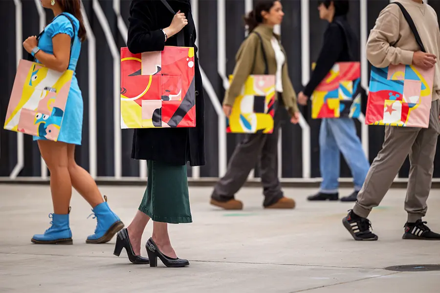 Upcycled Tote Bag In Use