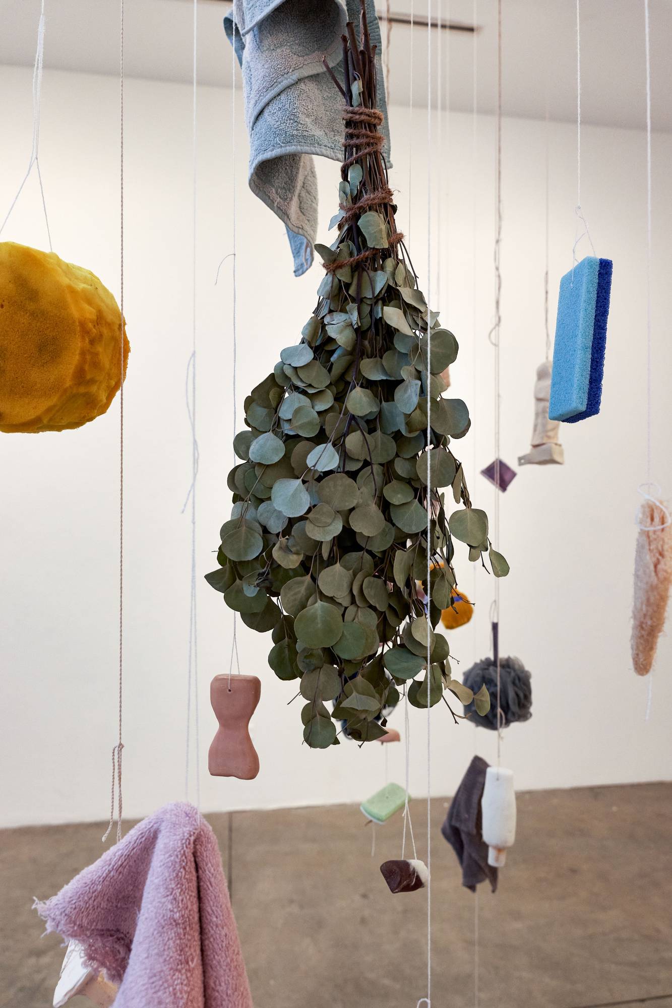 Leo Alas: Community Archive, 2022, size variable. resin, ceramic, eucalyptus, foam, and found objects