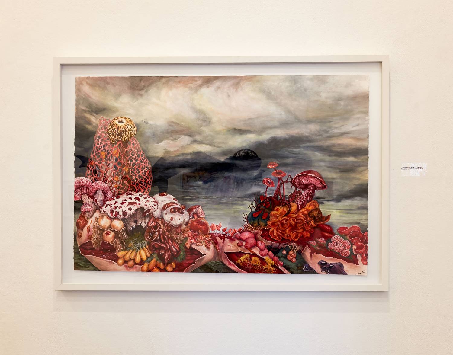 Merissa Mann: Mucosal, 49” x 46” framed, Gouache and Acrylic on Paper, 2021