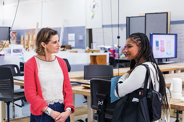 Student and Counselor on Transfer day