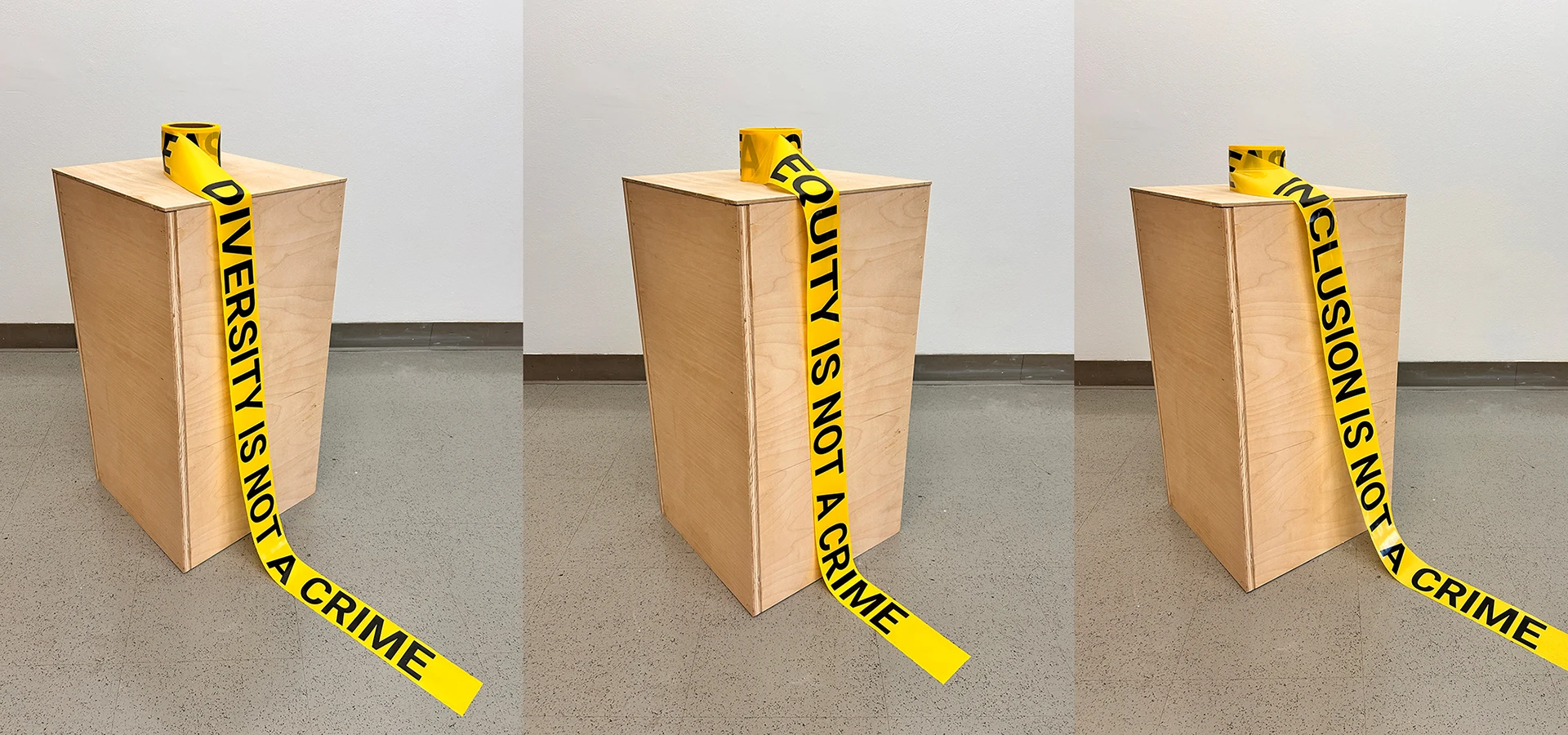 DEI is not a crime, 2025, custom printed caution tape, 3” x 120” each