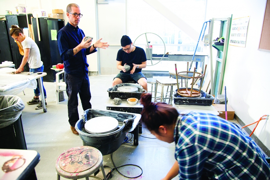 People working in Ceramics Studio