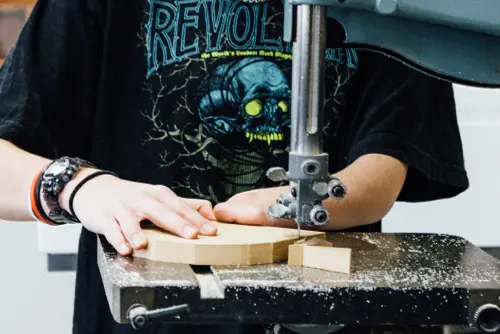 Student working in Woodshop