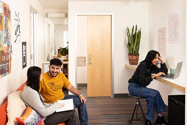 Students in communal housing area