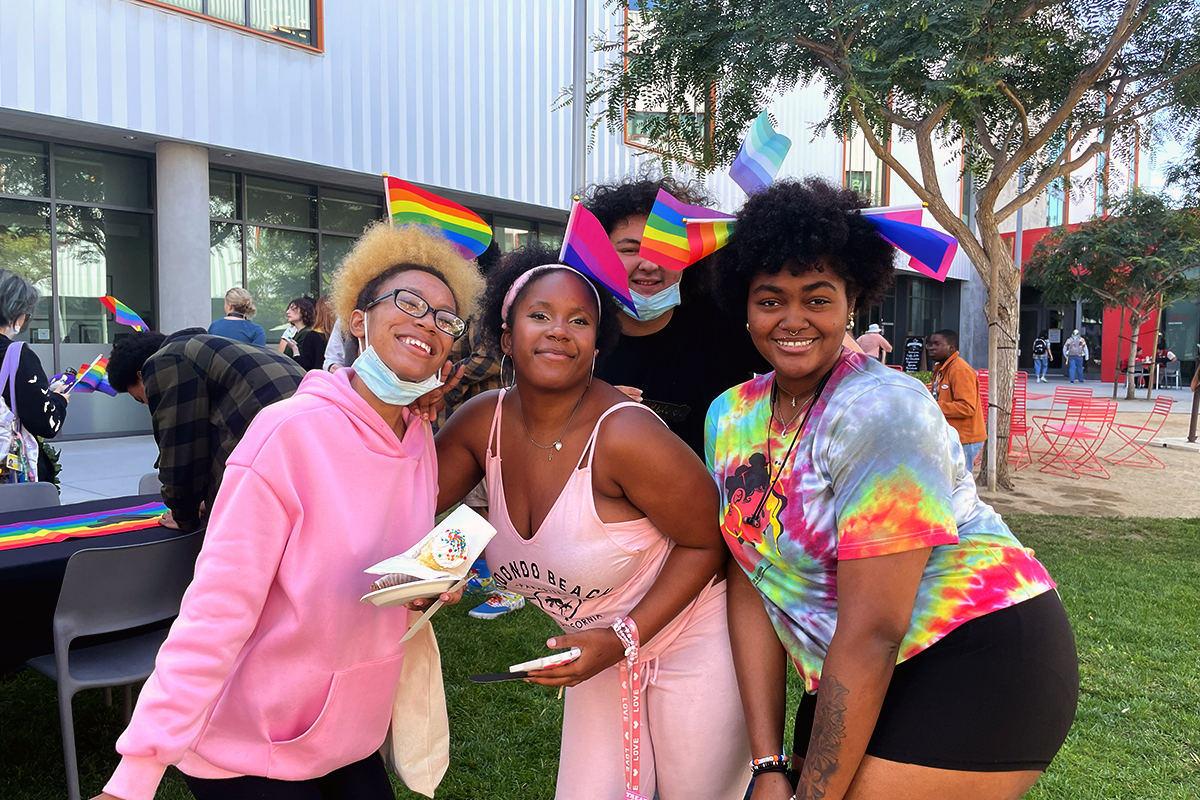 Students on campus on Pride Day