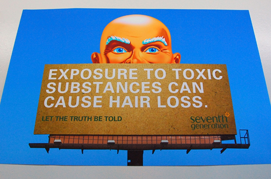 A billboard bringing awareness to sustainability and safety