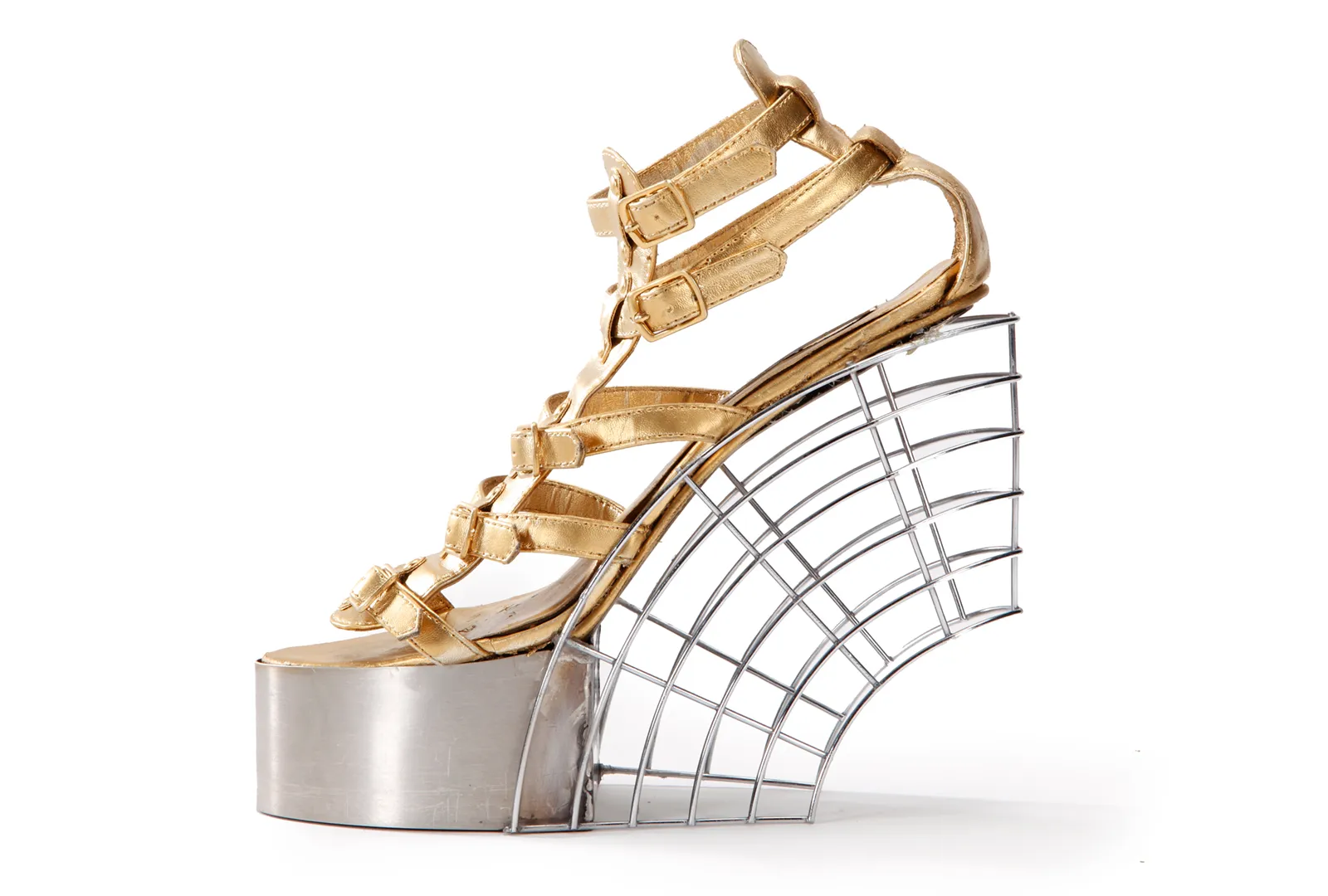 Metal and Leather Heelless Shoes