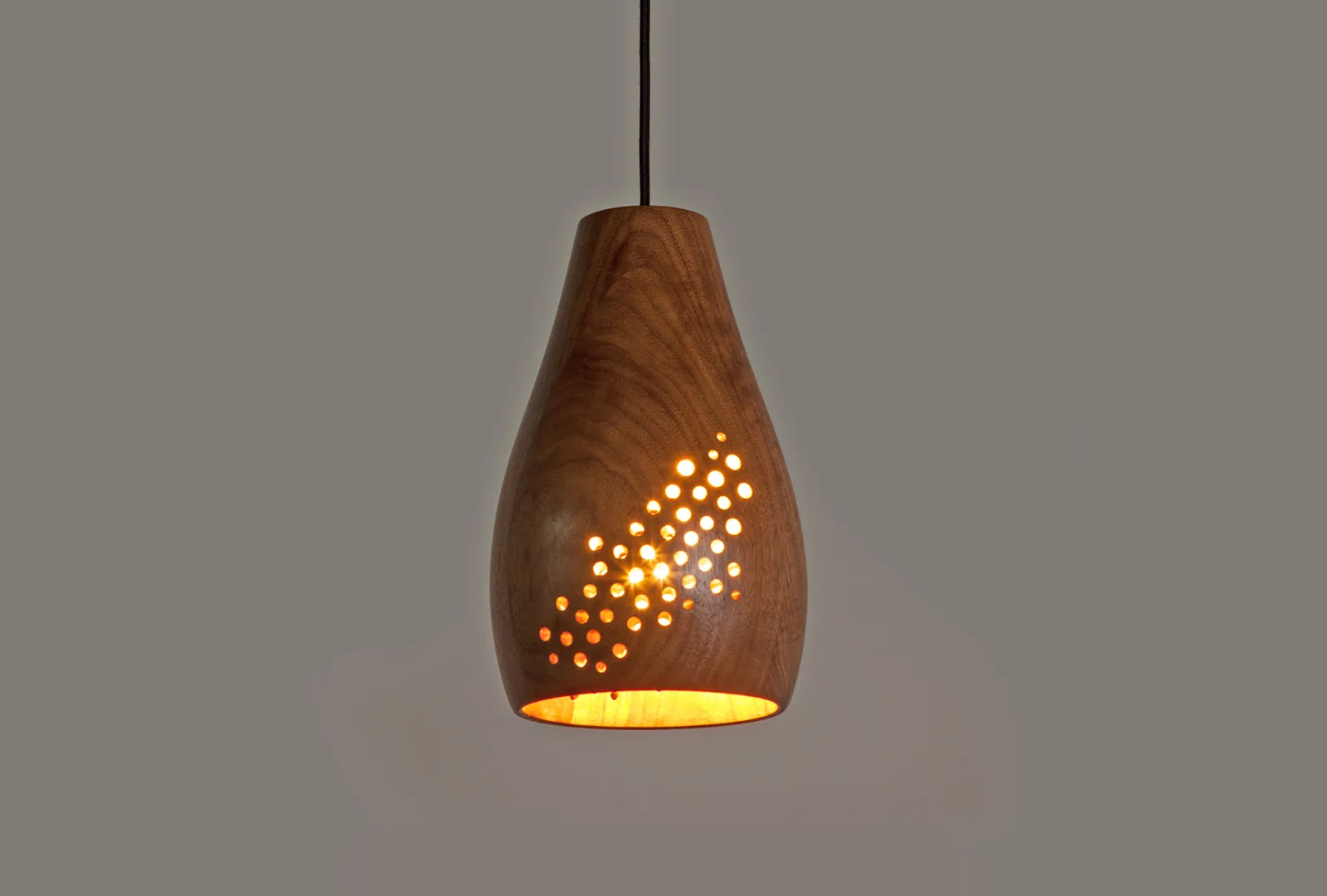Walnut Lathed Pendant Light