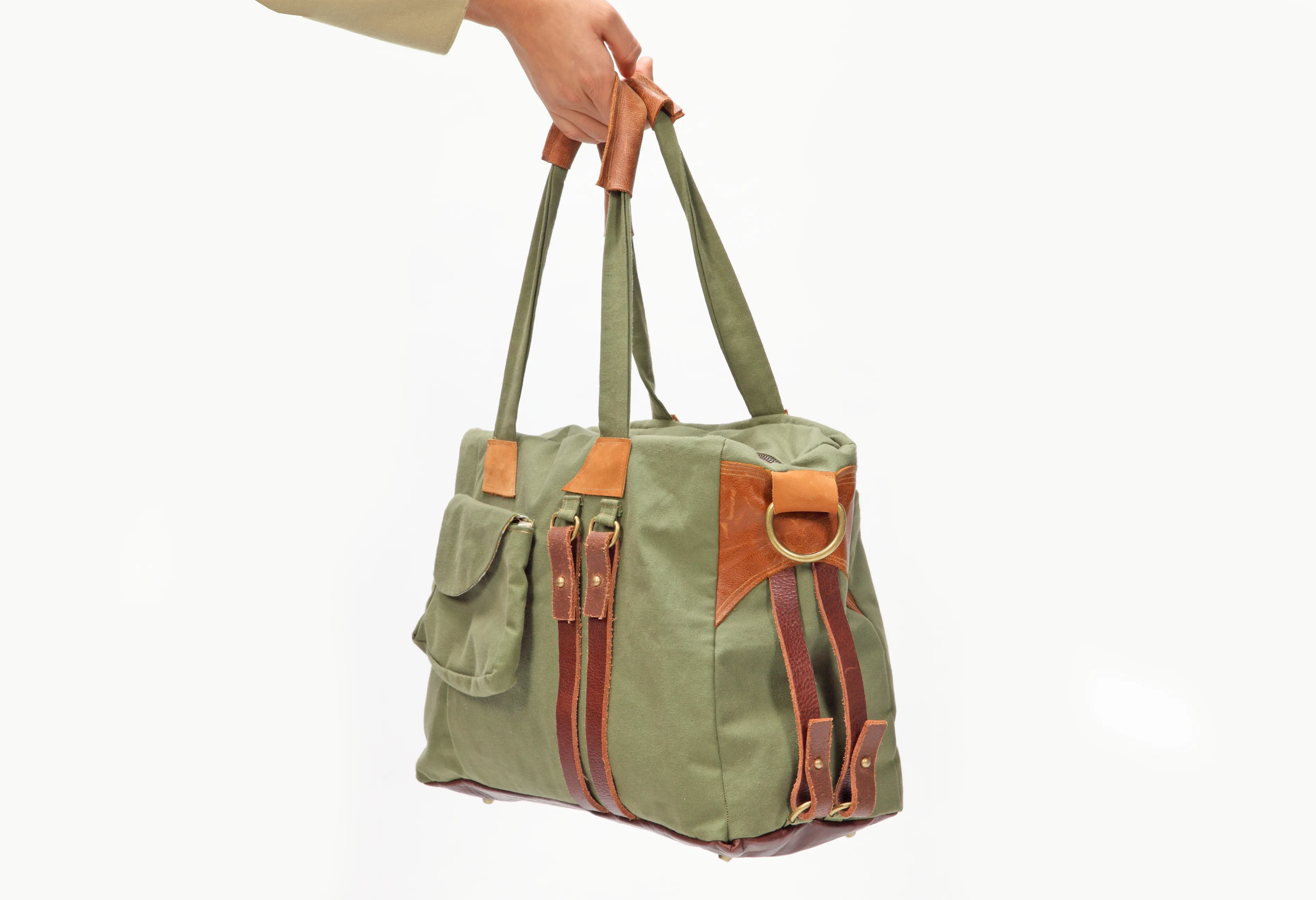 Green Canvas with Leather Accentstote