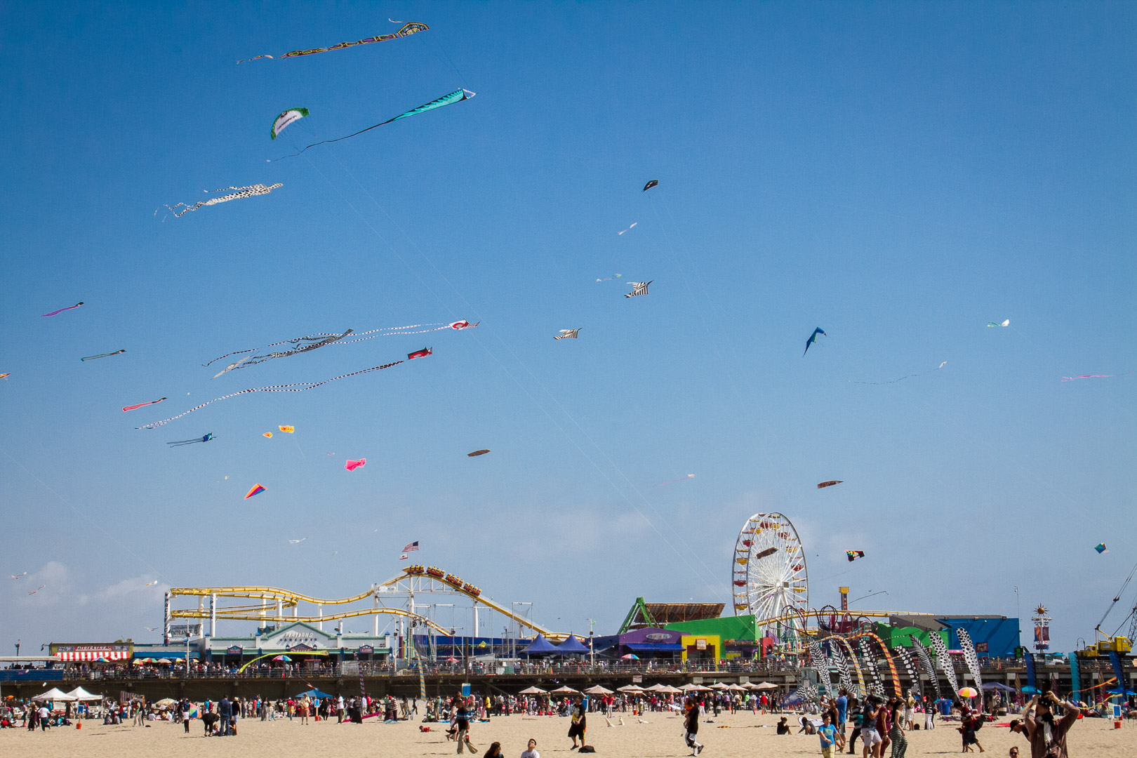 Kite festival at the beach in Santa Monica, California