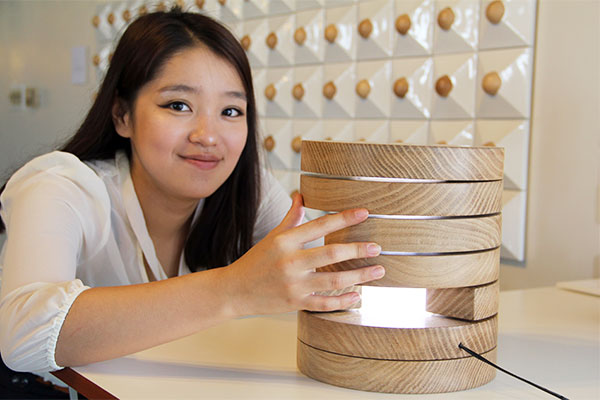 Product Design student with her work