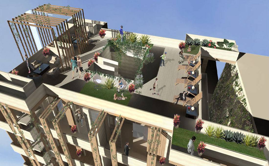 Studio 4: Interior Architecture - Santee Alley Housing, Rooftop View