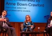 Beacon’s Executive Director of Research Robert Kleinhenz, Ph.D., California Arts Council Director Anne Bown-Crawford, and Bettina Korek, executive director of Frieze Los Angeles 2019 at the launch event for the 2019 Otis Report on the Creative Economy. 