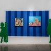 Dani Iribe artwork: cutouts representing 3  people viewin two paintings
