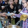 Students in line for soup