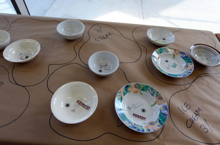 Custom-printed bowls for Otis Community Banquet